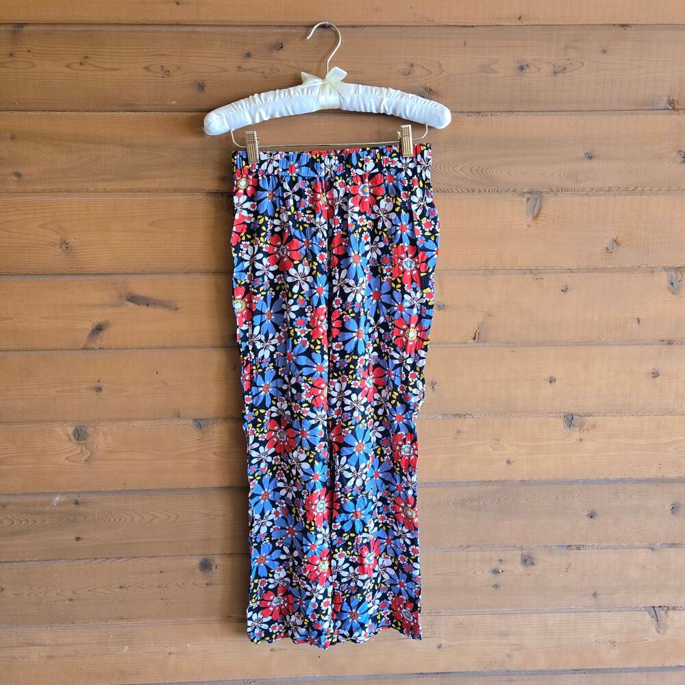 Wray Sol Floral Pant Primary Daisy Y2K Straight Leg Crop Trouser XS Boho Preppy - Picture 2 of 7